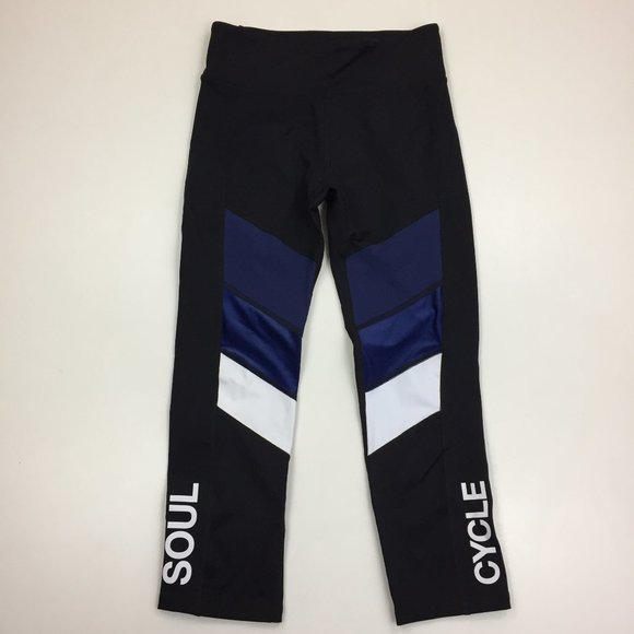 soulcycle Pants - NWT SOULCYCLE Black Blue White Colorblock Capri Cropped Active Leggings